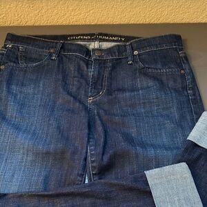 Citizens of Humanity Dark Blue Dani-Cropped Straight Leg Jeans.